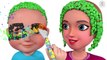 3D Face Painting - Baby Mom JOKER CANDY Learn colors Finger Family Song Nursery Rhymes for children