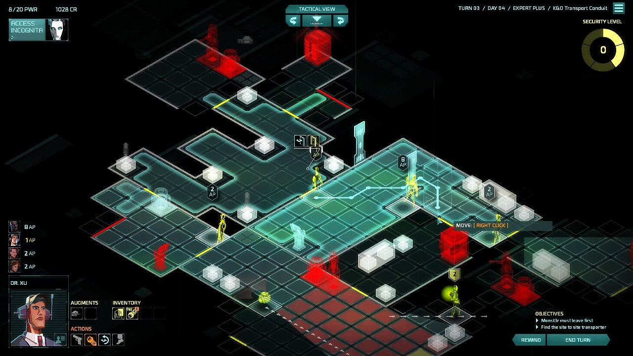 Invisible Inc Expert Plus 1-9 Day 4 Research Facility Part 1 (No commentary)
