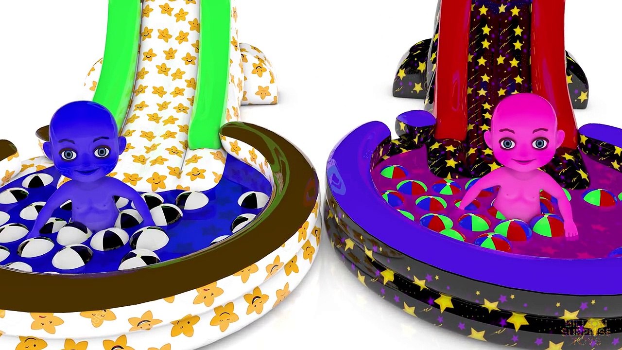 3D Learn Colors with Pool Babies Water Balls - Colours for Kids Toddlers Children
