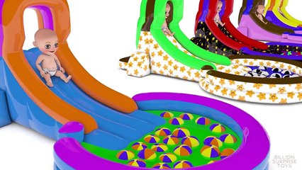 Learn Colors with Pool Babies 3D soccer balls - Colours for Kids Toddlers Children