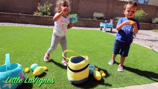 OUTDOOR KIDS EASTER EGG HUNT with LOL Surprise Doll EMOJI EGGS + ELSA and MINIONS EASTER BASKETS!
