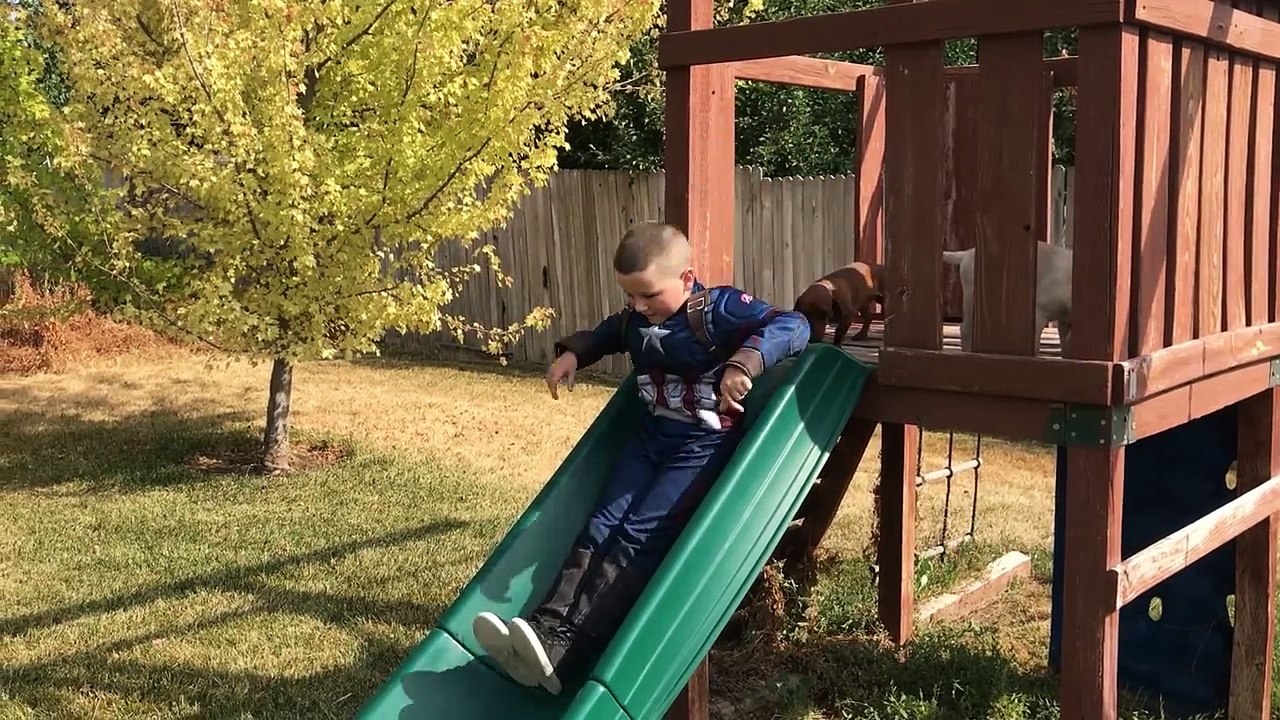 Captain America and Logan the Labrador Puppy Vs Venom _  Superhero In Real Life-R9zFYgi2HX8