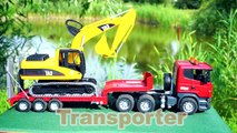 Car for kids Transporter, Bulldozer, Backhoe loader, Truck _ Bruder Toys I Educational videos -DX03qEYrw34