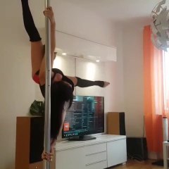 Ce chat est fan de pole dance et veut danser avec sa maitresse sur la barre