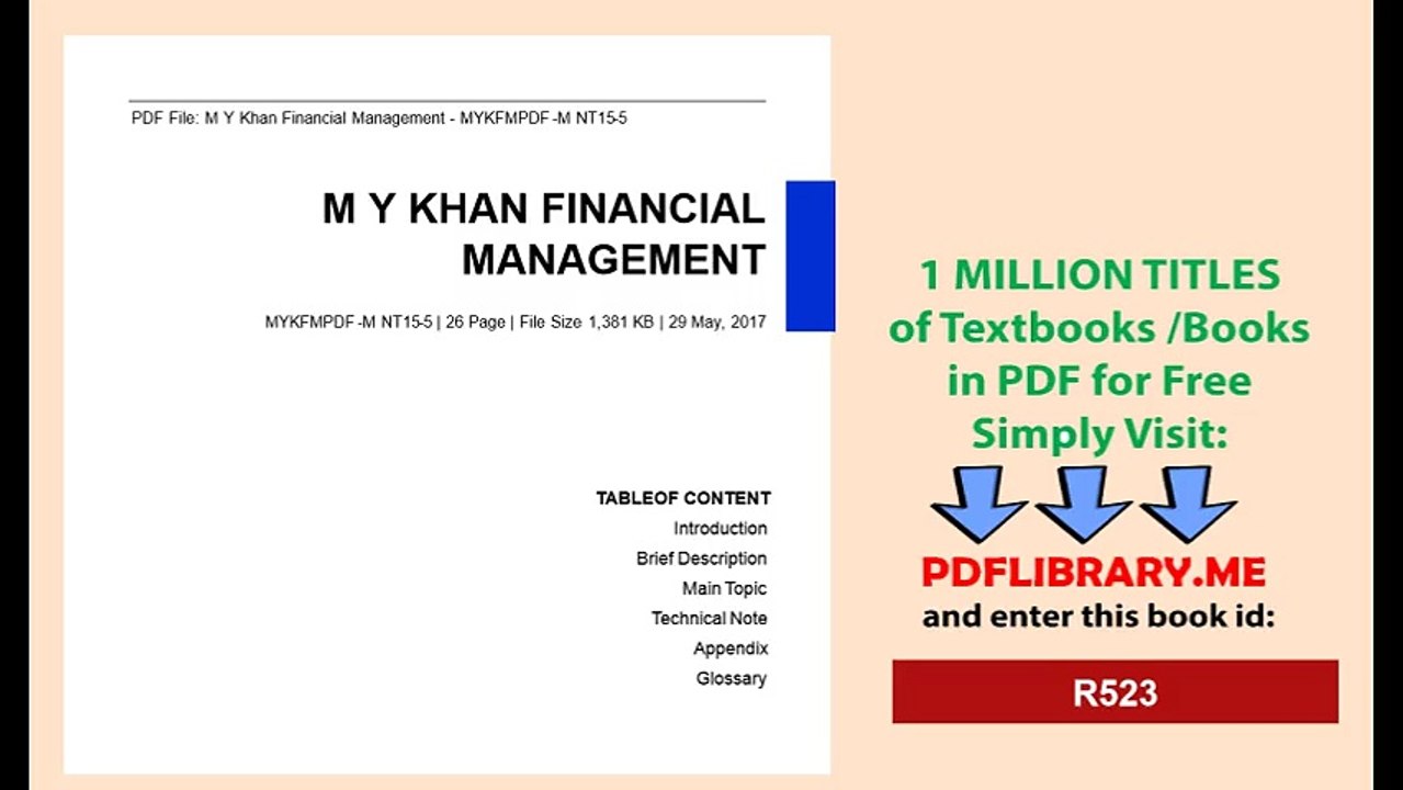 M Y Khan Financial Management