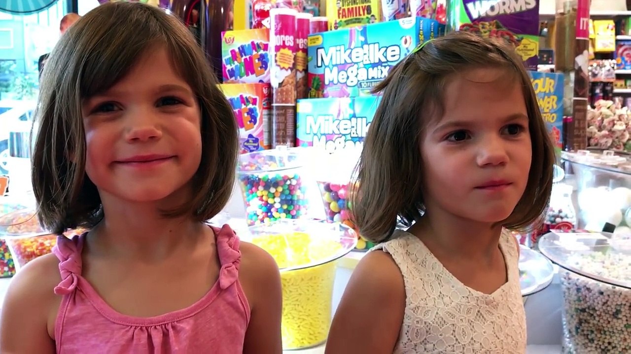 CANDY STORE!! GIANT Gummy Worm and Bear, Mermaid Wish - Kate & Lilly in Real Life | Family Vlog