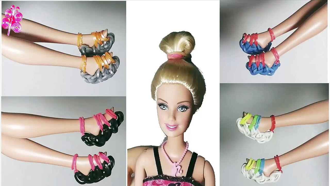 How to make dolls shoes rubber bands with forks without loom or machine