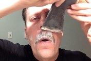 Shaving Movember moustache with my axe