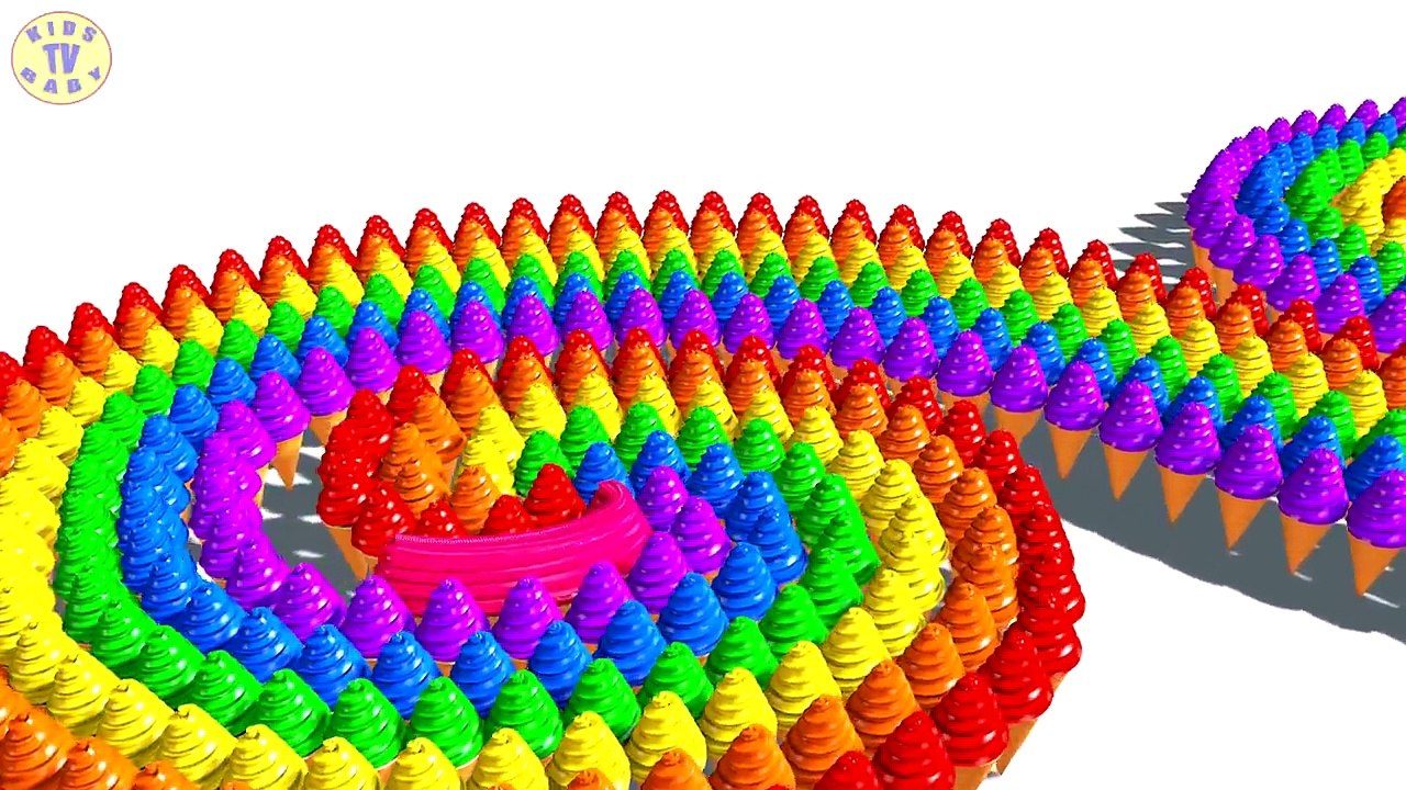 Learn Colors With 3D Spiral and Ice Cream For Kids Children Babies