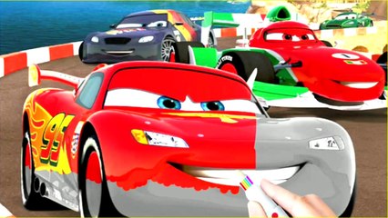 Car 3 Lightning McQueen and Jackson Storm On the Race Coloring Book Pages Video For Kids