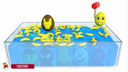 Learn Colors With Surprise Eggs Banana Pool for Children Song Finger Family Nursery Rhymes for Kids