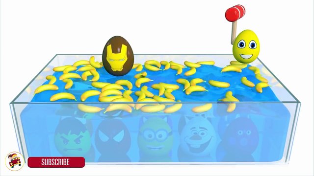 Learn Colors With Surprise Eggs Banana Pool for Children Song Finger Family Nursery Rhymes for Kids