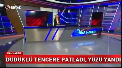 Düdüklü tencere yüzünde patladı