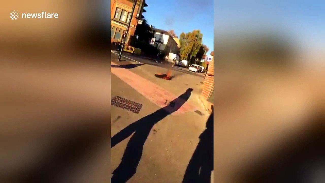 Flames burst out of manhole cover in Sheffield city centre