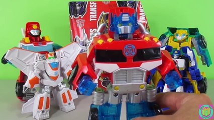 Download Video: Transformers Rescue Bots Optimus Prime Playskool Heroes & Chase Bumblebee Blades Save Bubble Guppies