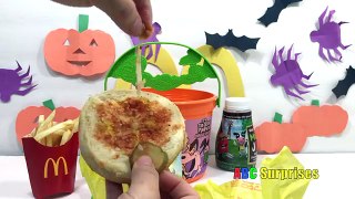 Kids MCDONALDS Happy Meal Halloween 2016 Toys Review Candy Pail Marvel Egg Surprise Learn Food Words