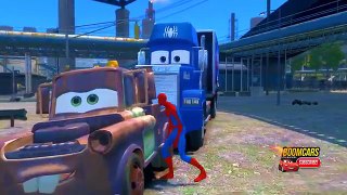 Blue Mack the Spiderman Truck, Lightning McQueen Transportation for kids, Disney Cars for children