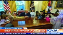 Trump recibió a hijos de periodistas en su oficina y dejó en evidencia su tensa relación con los medios