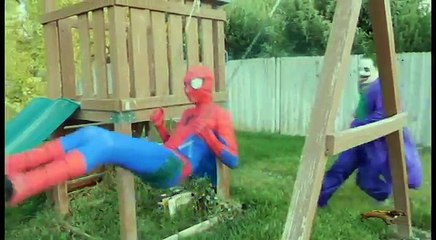 Joker Dad vs Spiderman in backyard fight _ Real Life Superhero Fight-KDN77sEpNis