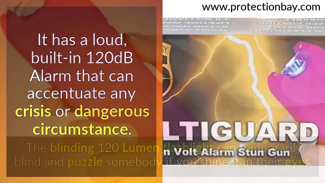 20 Million Volt MultiGuard Stun Gun Alarm and Flashlight with Built in Charger Pink