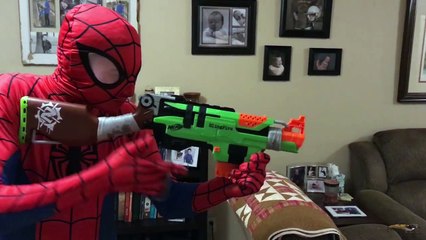 Spiderman Vs. Rocket _ Nerf Battle in Real Life _ Nerf Mega Mastodon-HLmzUY9fieU