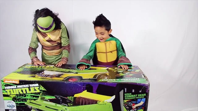 ❤️Kid trax ninja turtles Party Wagon battery powered 6 volt Ride-On unboxing Park Play Fun Toys ulUnR8899w
