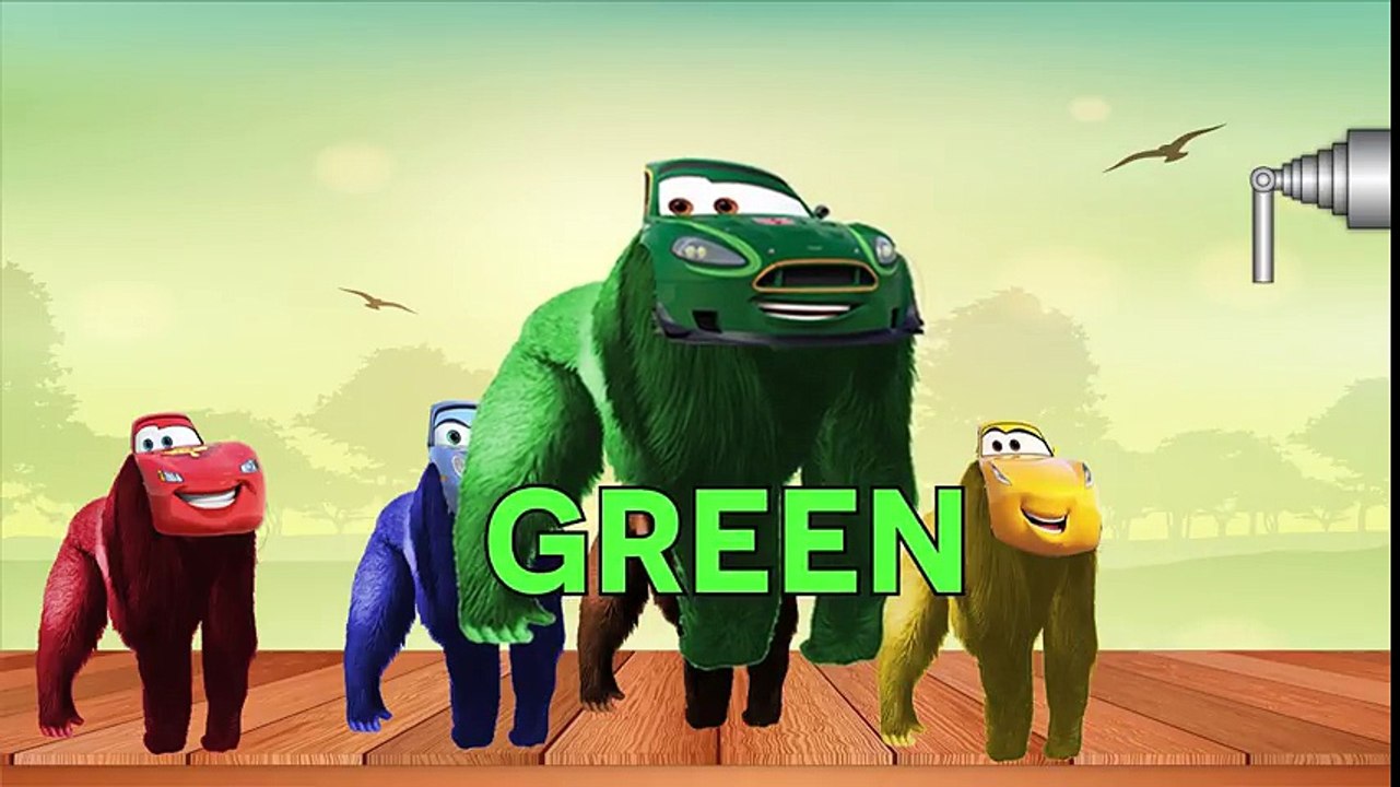 Lightning McQueen Cruz Ramirez Mater Head Gorilla Finger Family Song Learn Colors