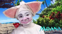 Moana Hei Hei and Pua Makeover in real life makeup tutorial Disney Princess Toys movie kids Maui-iMf_Q8CqRo4