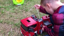 Spiderman and BIG fire truck  Fun video for kids  Bruder toy. Nick TURBO-x3o8U0NFgUE