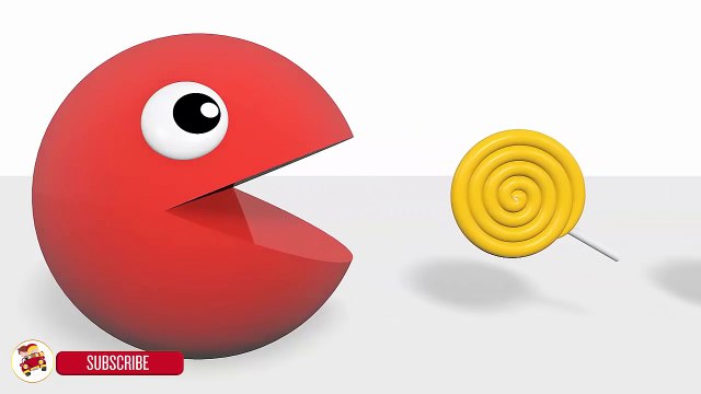 Learning Colors with 3D Pacman Lollipop for Kids Children Toddlers - Cars For Kids TV