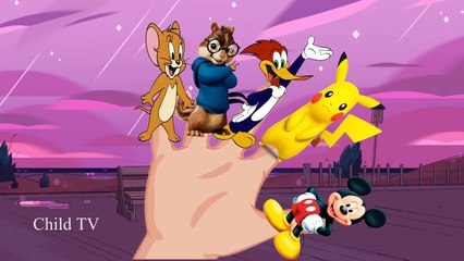 Finger Family Woody Woodpecker ,Pokemon pikachu ,simon ,Mickey Mouse ,Jerry  Finger Family Song