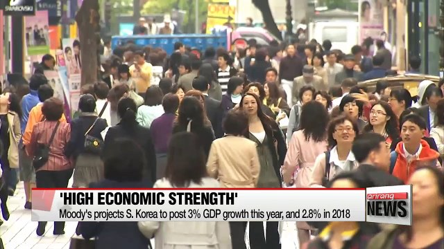 Moody's projects Korea to post 3% GDP growth this year and 2.8% in 2018