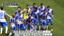 Club Puebla vs Pumas 3-0, J-15 Apertura 2017, Liga MX, goles