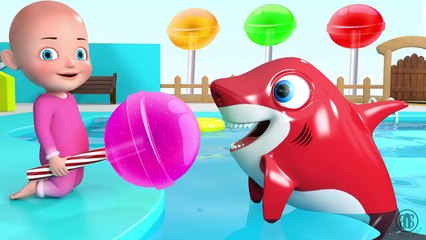 Bad Baby Food Feed Show for Kids - BIG JELLY LOLLIPOPS - Learn colors with Children at Pool