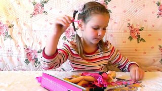 Набор Кукла Барби Делаем прическу кудри видео распаковка Barbie doll hair style playset unboxing