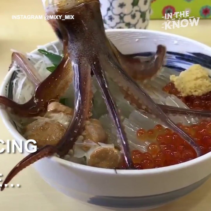 Calamar vivant dans une salade : Un plat typique du japon, ça vous tente???