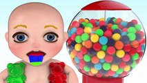Learn Colors with 3D Baby Gumball machine Candy - Colours for Kids Children Toddlers gumballs