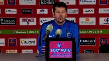 Conférence de presse GFC Ajaccio - Paris FC (1-0) : Fabien MERCADAL (PFC) - Albert CARTIER (GFCA) - 2017/2018