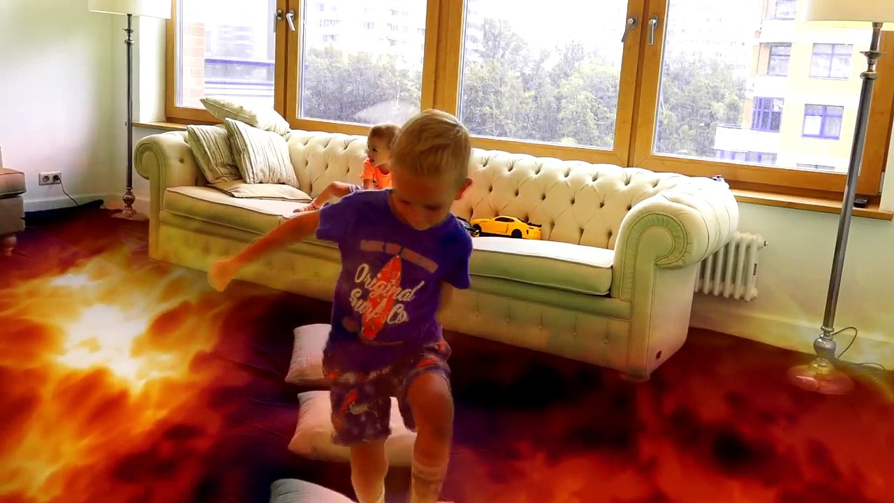 THE FLOOR IS LAVA CHALLENGE! ЛАВА ЧЕЛЛЕНДЖ! Family Fun Kids Pretend Playtime-EVwC3spmQUY