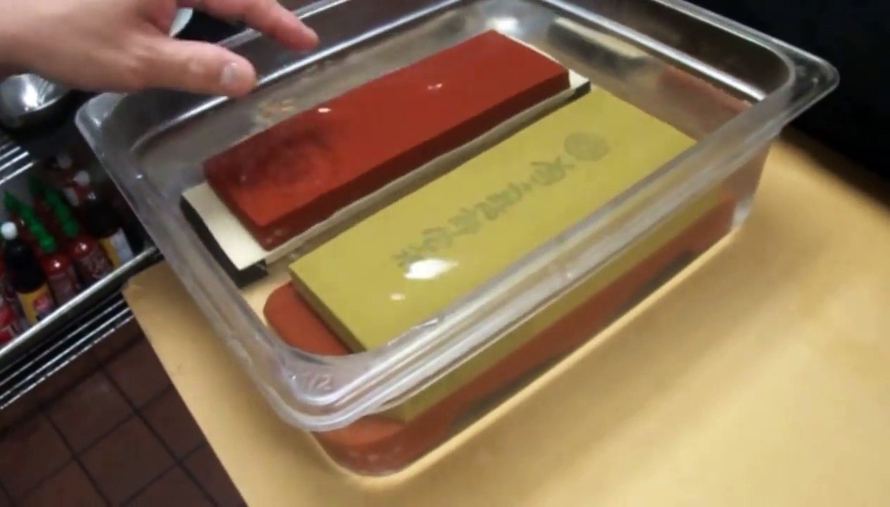 Sharpening Knife on a Whetstone with Master Sushi Chef Hiro Terada.