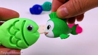 Learn Teach Colors Kids Toys Children Play Doh Fish Toy Surprise Eggs EggVideos Finding Nemo Mickey