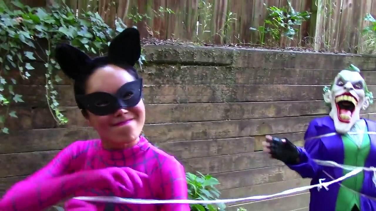 Frozen Elsa Police woman vs Spiderman, Joker, Catwoman funny superhero video