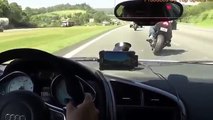 Audi R8 vs Kawasaki Ninja ZX10R vs Suzuki GSXR1000 Top Speed 300km/h