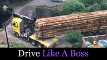 Amazing Skill Driving Logging Truck Through Bridge ! Motorista De Camião Mostra Como Se Conduz À Patrão