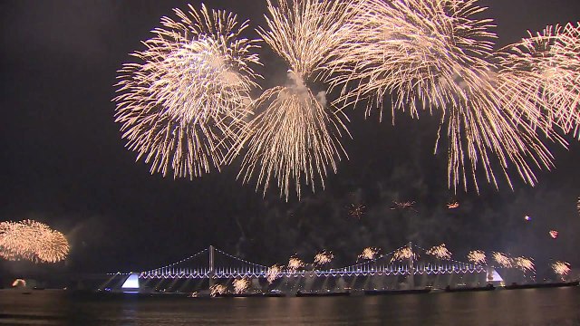 '10월의 멋진 날' 밤바다 수놓은 불꽃 향연 / YTN