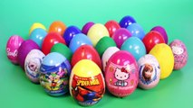 SURPRISE EGGS PEPPA PIG SPIDER-MAN MICKEY MOUSE FROZEN BARBIE HELLO KITTY PLAY DOH EGGS TOYS