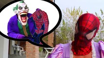 Naked SPIDERMAN Wears Princess Rapunzels Dress? w/ Frozen Elsa Snow White Joker Hulk in Real Life