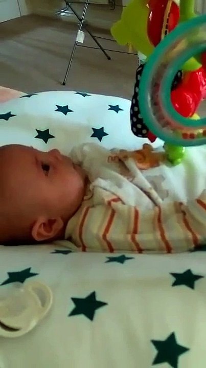 Baby fighting with toys in a funny way!