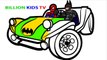 Colors Buggy with Superheroes Spiderman and Batman Coloring Pages Coloring Book