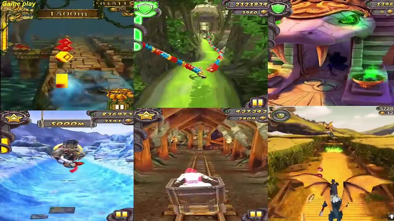 Temple run 1 VS Temple Run 2: Lost Jungle VS blazing sands VS frozen shadows VS sky summit VS oz